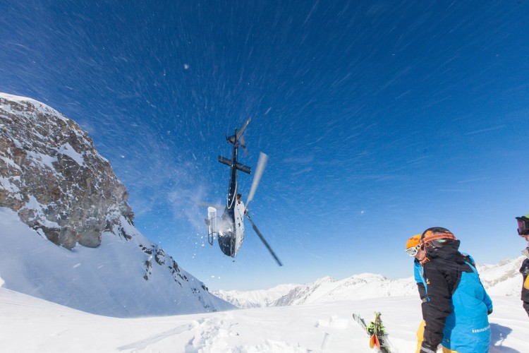Heli skiing in Caucasus Mountains