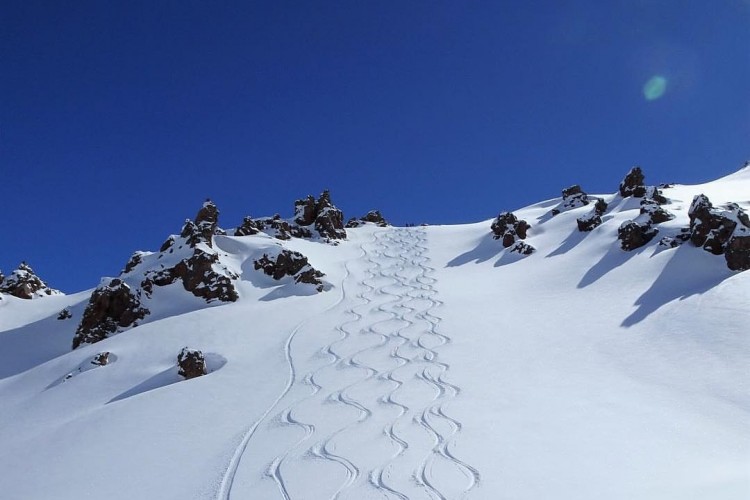 Heli skiing in Caucasus Mountains
