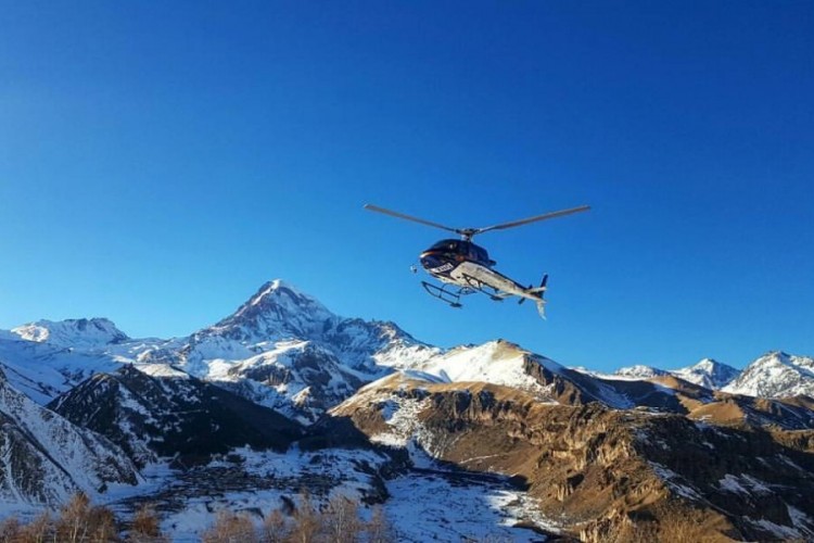 Helicopter round flight around Stepantsminda and Caucasus Mountains